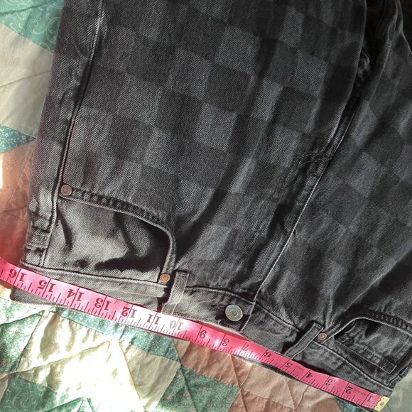 Mango Jeans Womens 8 Straight Leg Check Checkered Denim Black Gray - Picture 9 of 12